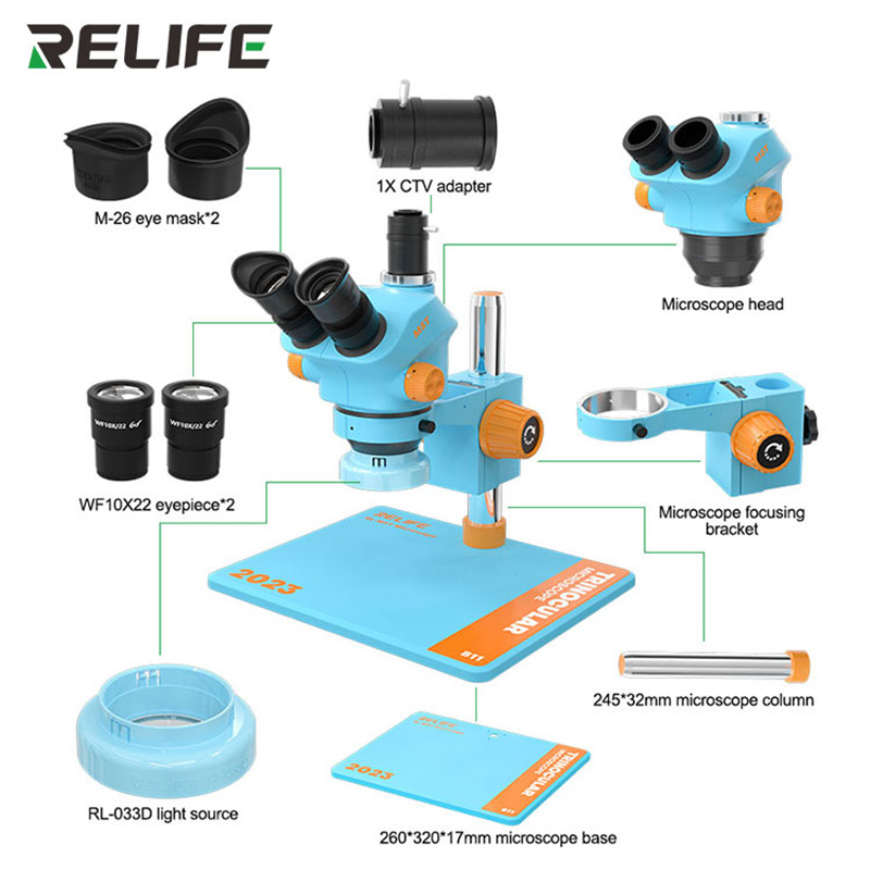 Electronics Repair Microscope - RELIFE RL-M5T-B11 0.7-5.0 microscopio trinoculare HD