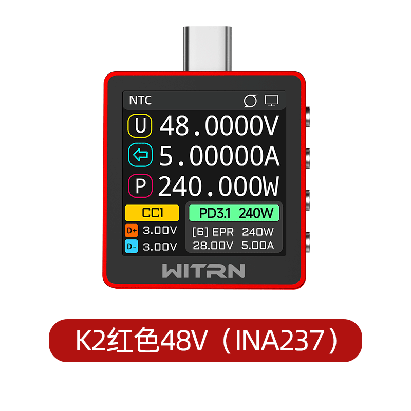 Usb Ammeter Tester - Nuova Versione Rossa WITRN K2 INA237