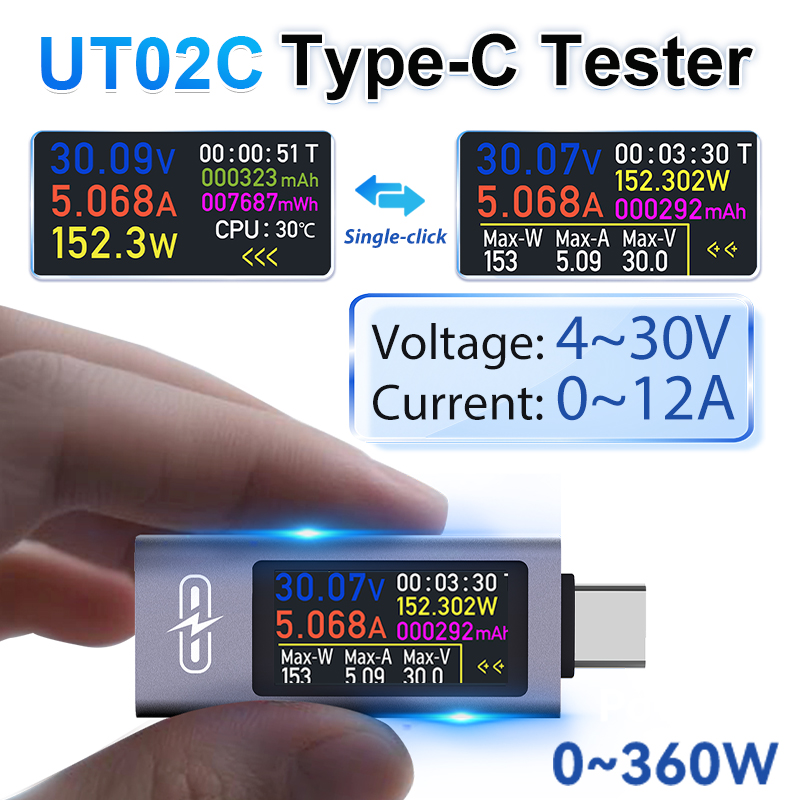 Tester USB UT02C con Schermo a - Usb Ammeter Tester recensione e prezzo